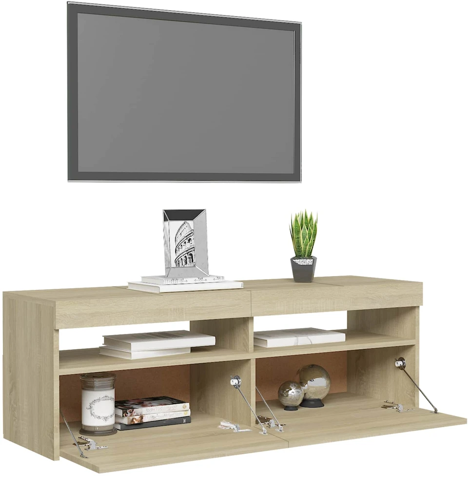 TV staliukas Televizoriaus spintelė su LED apšvietimu, ąžuolo, 120x35x40cm