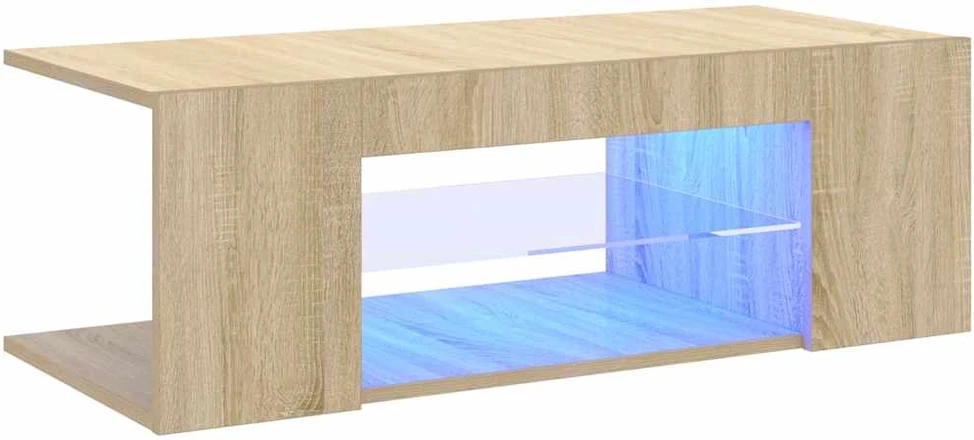 TV staliukas Televizoriaus spintelė su LED apšvietimu, ąžuolo, 90x39x30cm