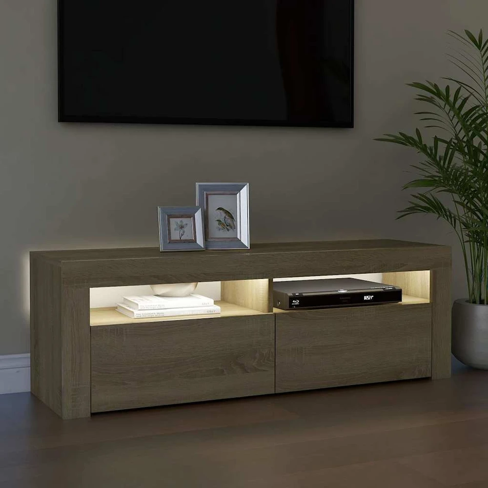 TV staliukas Televizoriaus spintelė su LED apšvietimu, ąžuolo, 120x35x40cm