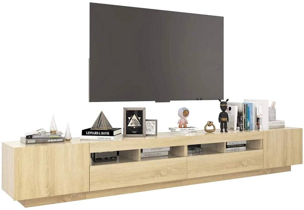 TV staliukas Televizoriaus spintelė su LED apšvietimu, ąžuolo, 260x35x40cm