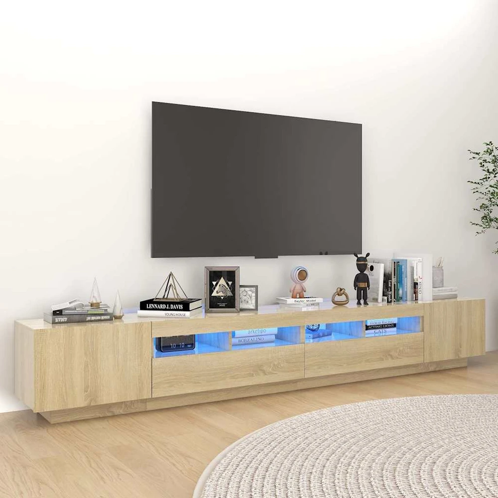 TV staliukas Televizoriaus spintelė su LED apšvietimu, ąžuolo, 260x35x40cm