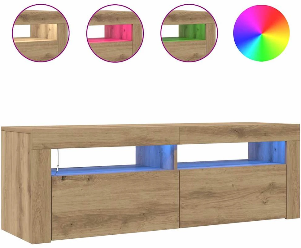 TV staliukas Televizoriaus spintelė su LED, artisano, 120x35x40cm, mediena