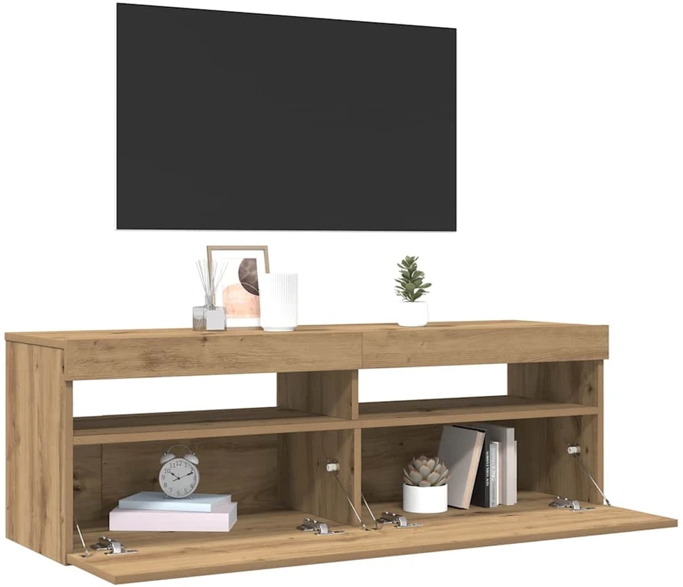 TV staliukas Televizoriaus spintelė su LED, artisano, 120x35x40cm, mediena