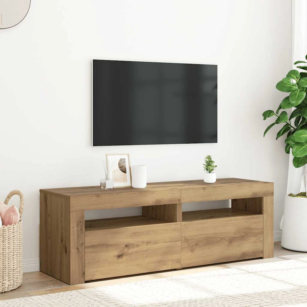TV staliukas Televizoriaus spintelė su LED, artisano, 120x35x40cm, mediena