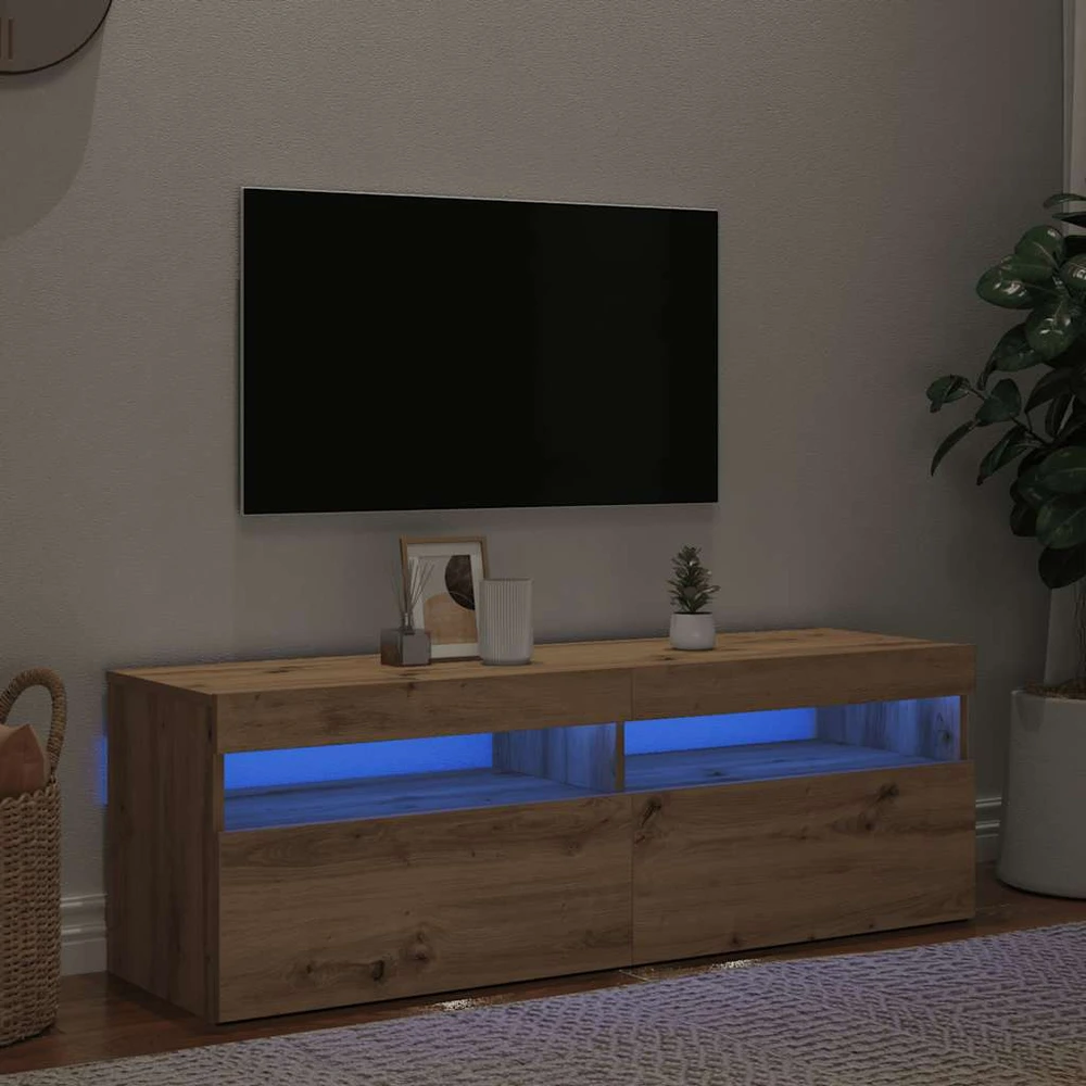 TV staliukas Televizoriaus spintelė su LED, artisano, 120x35x40cm, mediena