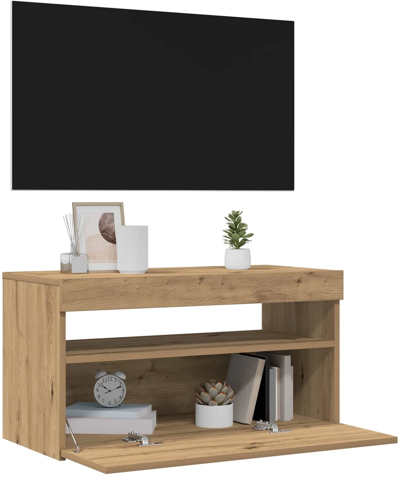 TV staliukas Televizoriaus spintelė su LED, artisano, 75x35x40cm, mediena