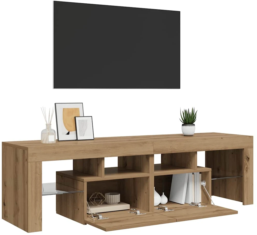 TV staliukas Televizoriaus spintelė su LED, artisano, 140x36,5x40cm, mediena