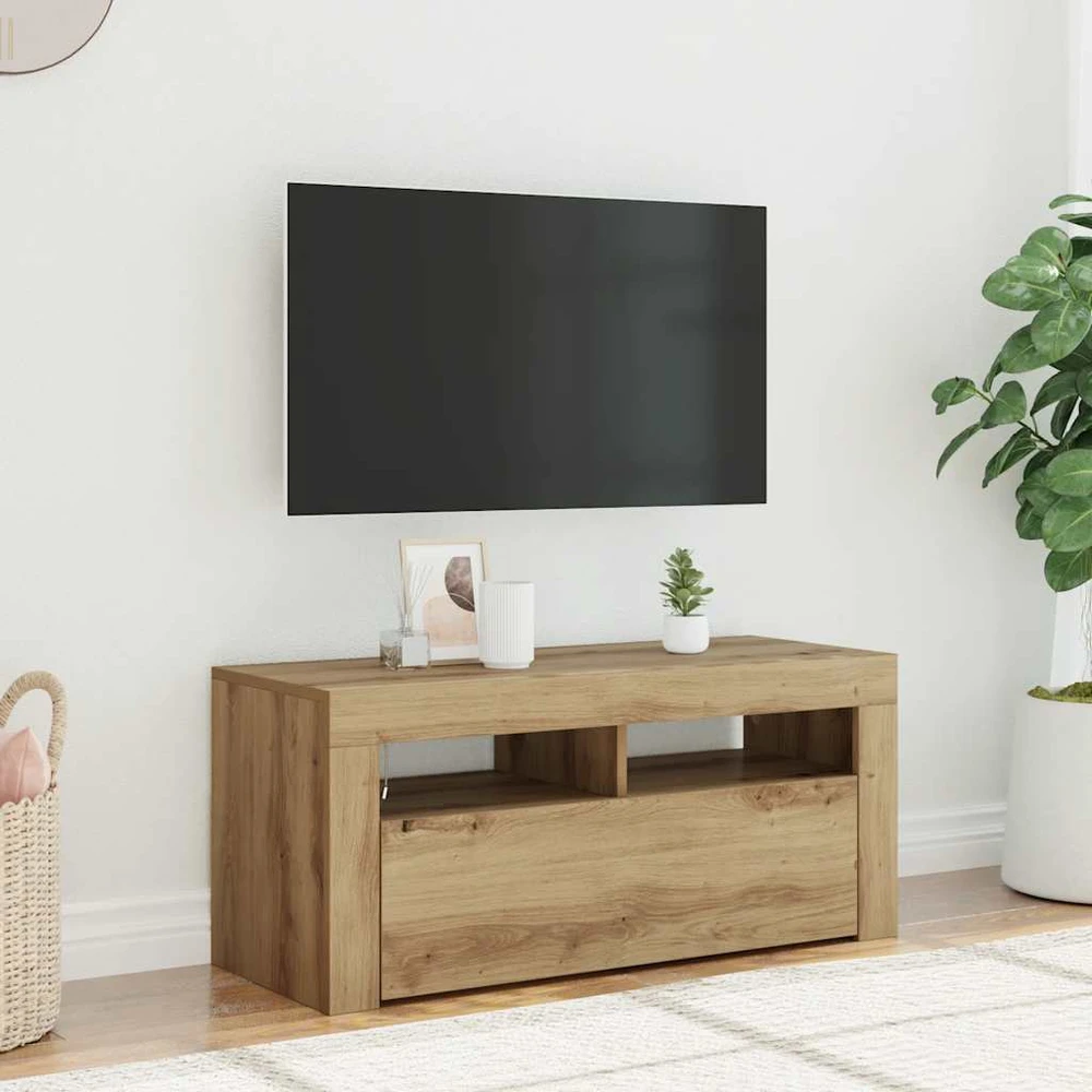 TV staliukas Televizoriaus spintelė su LED, artisano, 90x35x40cm, mediena