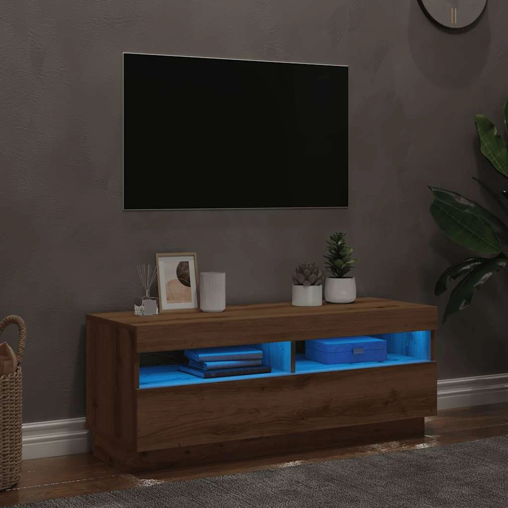 TV staliukas Televizoriaus spintelė su LED, artisano, 100x35x40cm, mediena