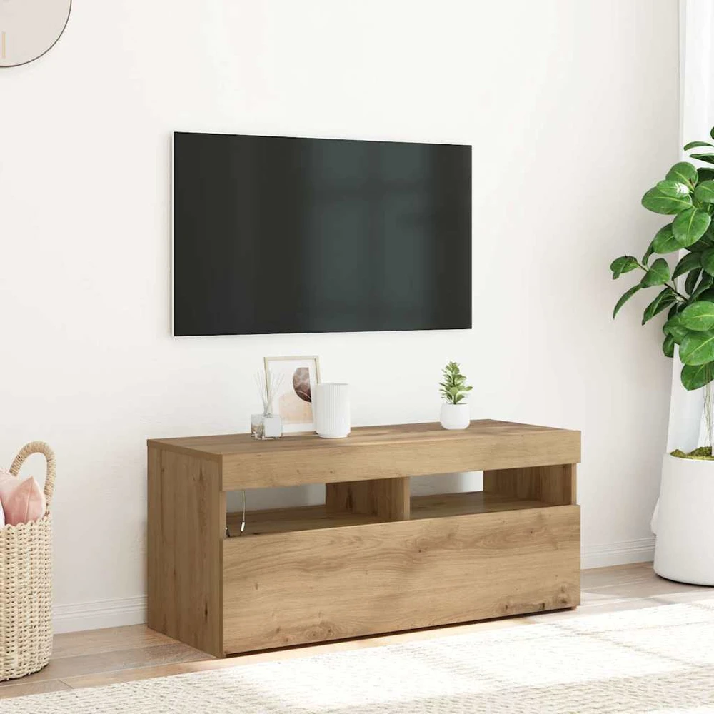 TV staliukas Televizoriaus spintelė su LED, artisano, 90x35x40cm, mediena