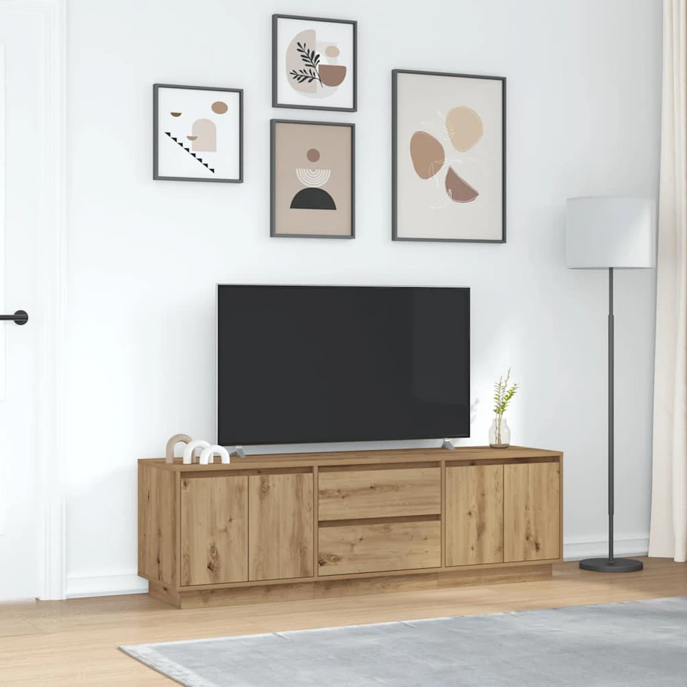 TV staliukas Televizoriaus spintelė su LED, artisano ąžuolas, 160,5x41x50 cm