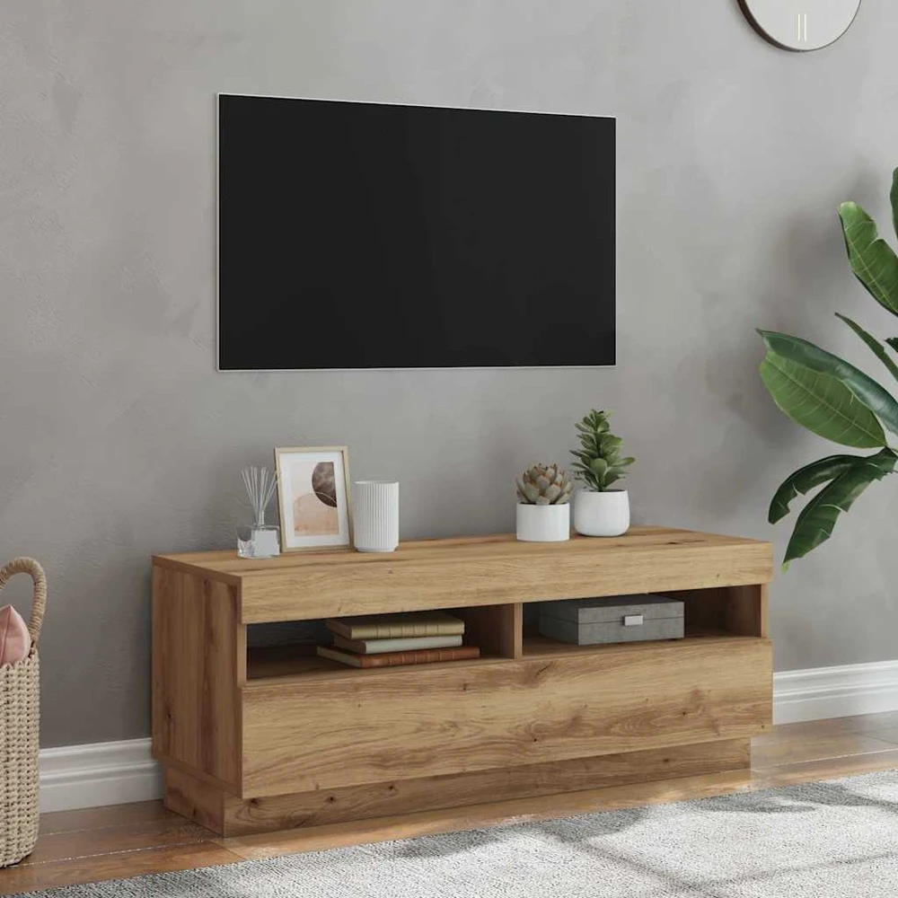 TV staliukas Televizoriaus spintelė su LED, artisano, 100x35x40cm, mediena