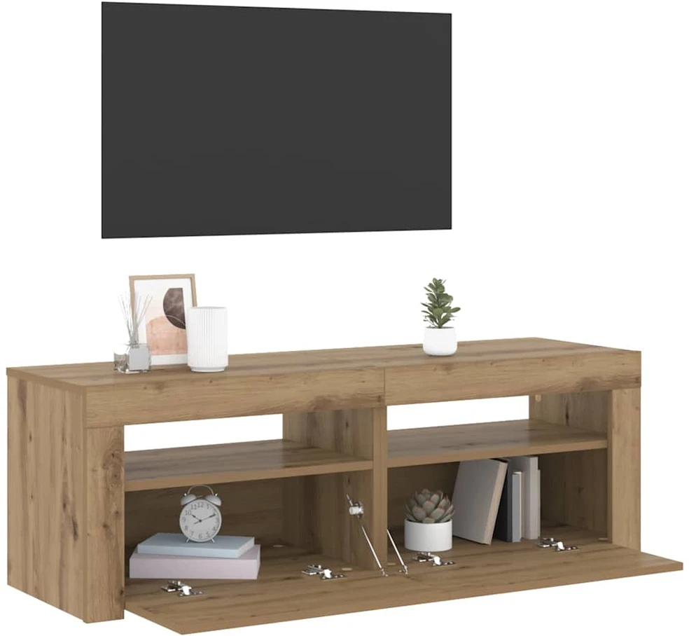 TV staliukas Televizoriaus spintelė su LED, artisano, 120x35x40cm, mediena
