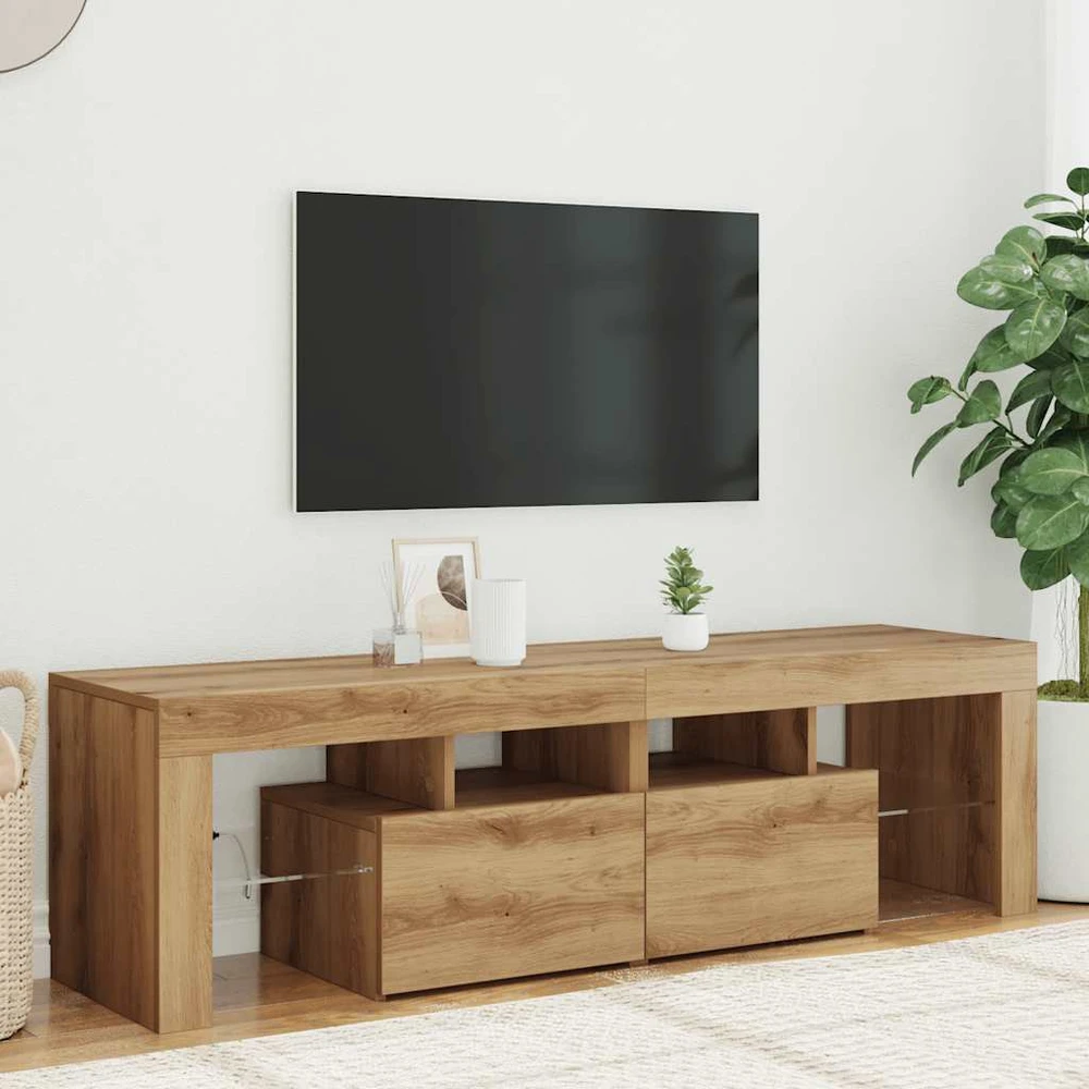 TV staliukas Televizoriaus spintelė su LED, artisano, 140x36,5x40cm, mediena