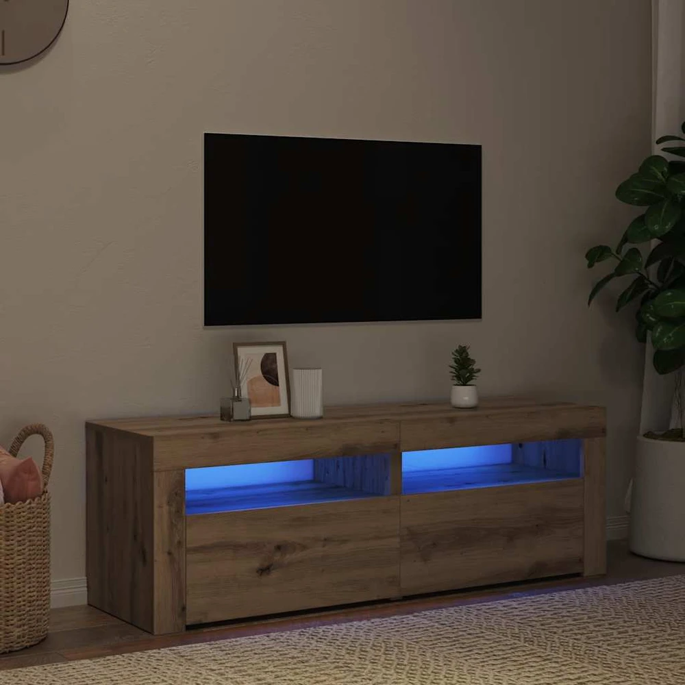 TV staliukas Televizoriaus spintelė su LED, artisano, 120x35x40cm, mediena