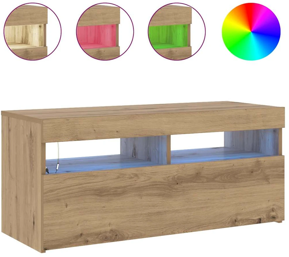 TV staliukas Televizoriaus spintelė su LED, artisano, 90x35x40cm, mediena