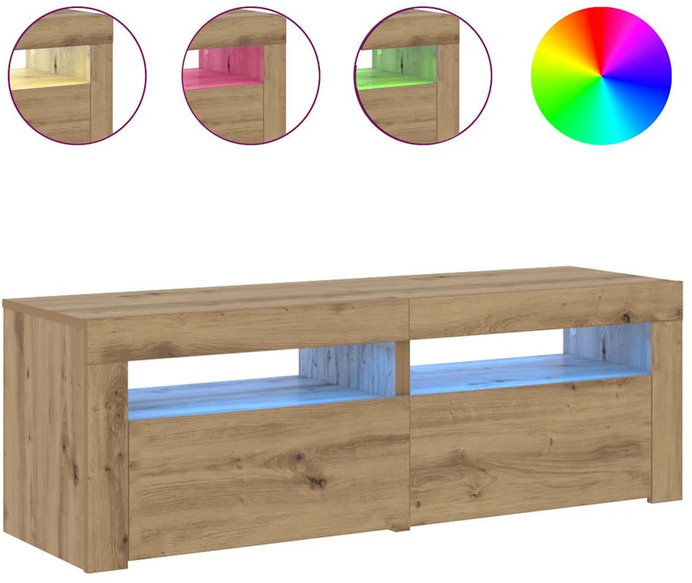 TV staliukas Televizoriaus spintelė su LED, artisano, 120x35x40cm, mediena