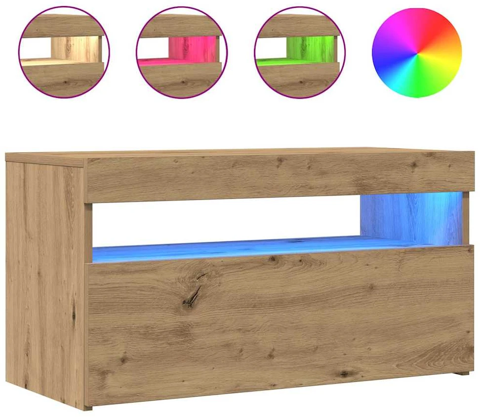 TV staliukas Televizoriaus spintelė su LED, artisano, 75x35x40cm, mediena