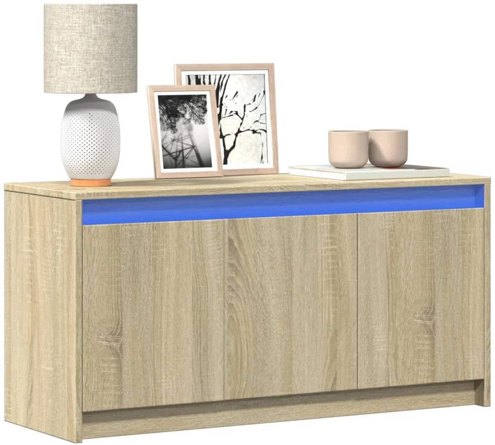 TV staliukas Televizoriaus spintelė su LED, ąžuolo, 100x34x50cm, mediena