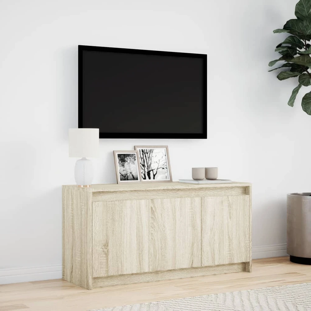 TV staliukas Televizoriaus spintelė su LED, ąžuolo, 100x34x50cm, mediena
