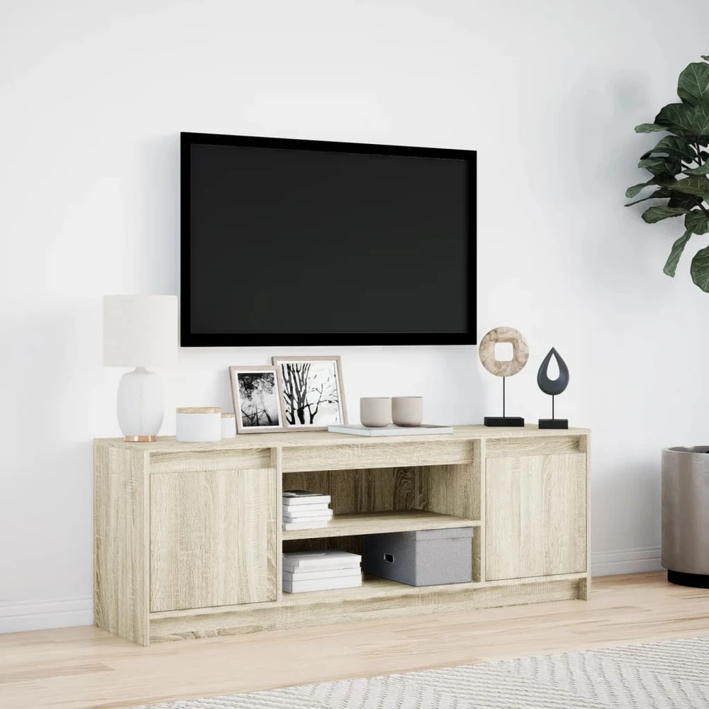 TV staliukas Televizoriaus spintelė su LED, ąžuolo, 139,5x34x50cm, mediena