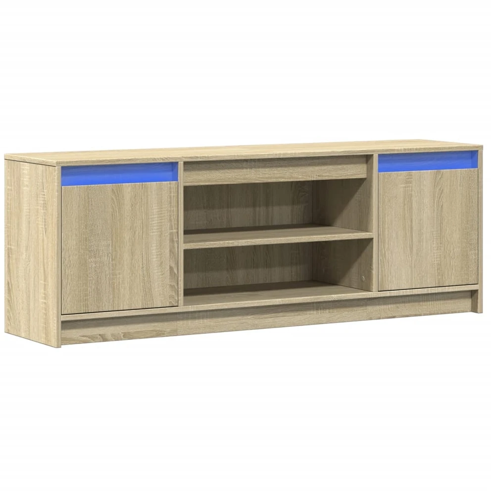 TV staliukas Televizoriaus spintelė su LED, ąžuolo, 139,5x34x50cm, mediena