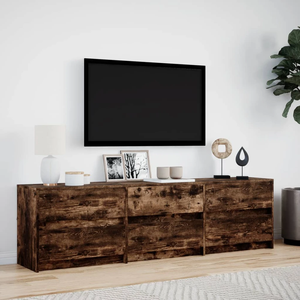 TV staliukas Televizoriaus spintelė su LED, ąžuolo, 180x34x50cm, mediena
