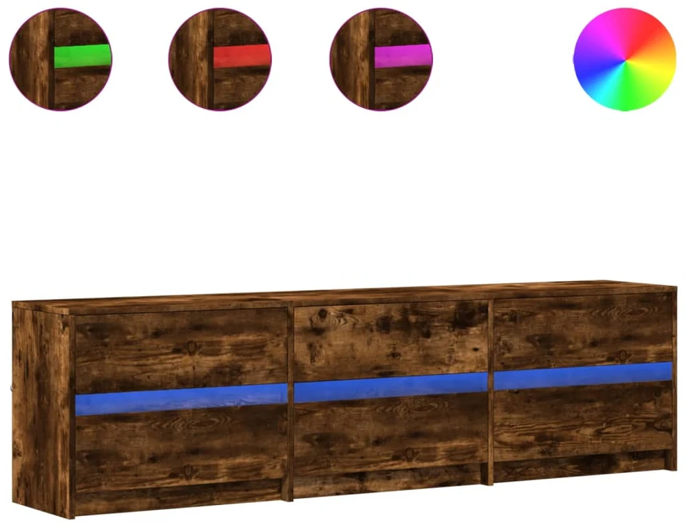 TV staliukas Televizoriaus spintelė su LED, ąžuolo, 180x34x50cm, mediena