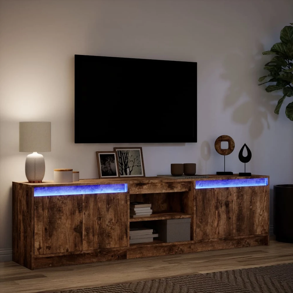 TV staliukas Televizoriaus spintelė su LED, ąžuolo, 180x34x50cm, mediena