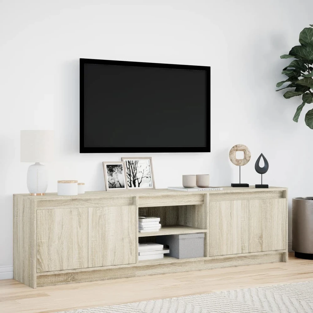 TV staliukas Televizoriaus spintelė su LED, ąžuolo, 180x34x50cm, mediena
