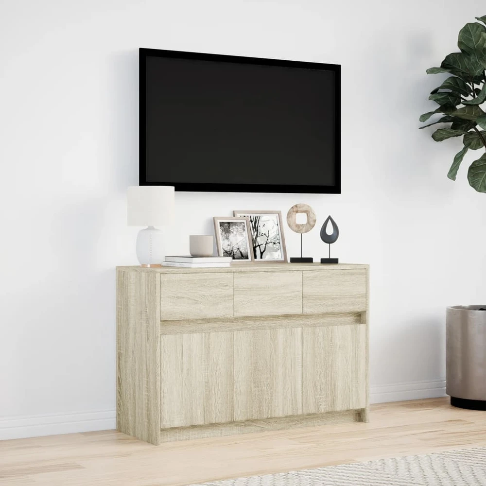 TV staliukas Televizoriaus spintelė su LED, ąžuolo, 91x34x61cm, mediena
