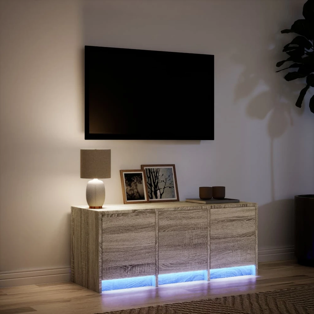 TV staliukas Televizoriaus spintelė su LED, ąžuolo, 97x34x40cm, mediena