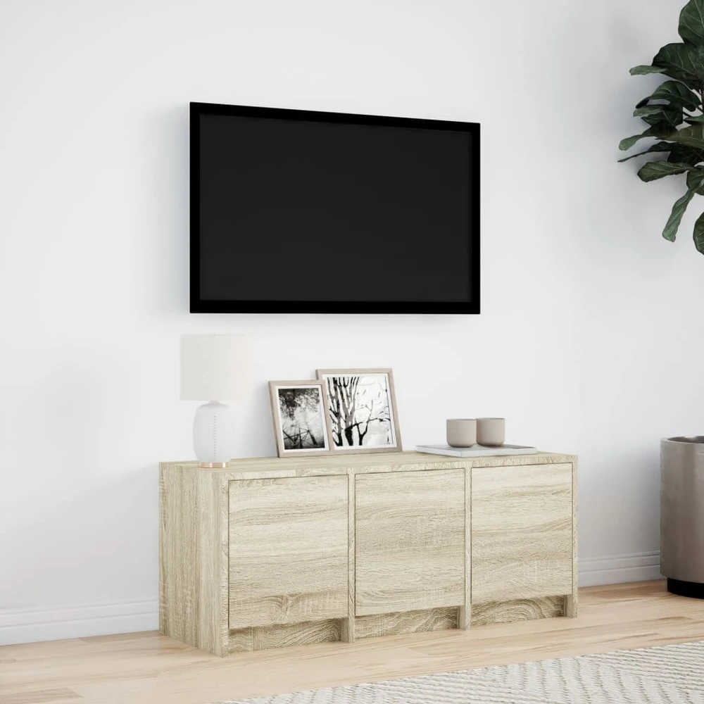 TV staliukas Televizoriaus spintelė su LED, ąžuolo, 97x34x40cm, mediena