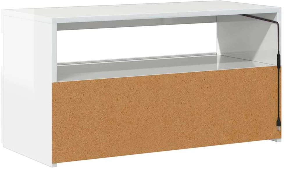 TV staliukas Televizoriaus spintelė su LED, balta, 75x35x40cm, blizgi
