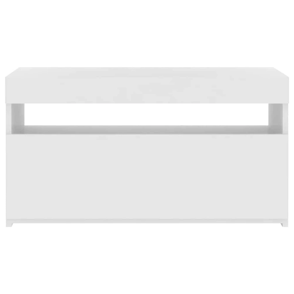 TV staliukas Televizoriaus spintelė su LED, balta, 75x35x40cm, blizgi