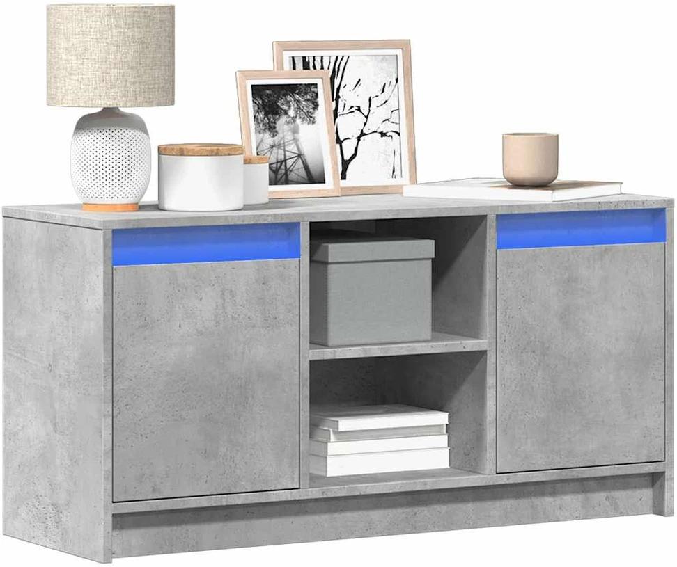 TV staliukas Televizoriaus spintelė su LED, betono, 100x34x50cm, mediena