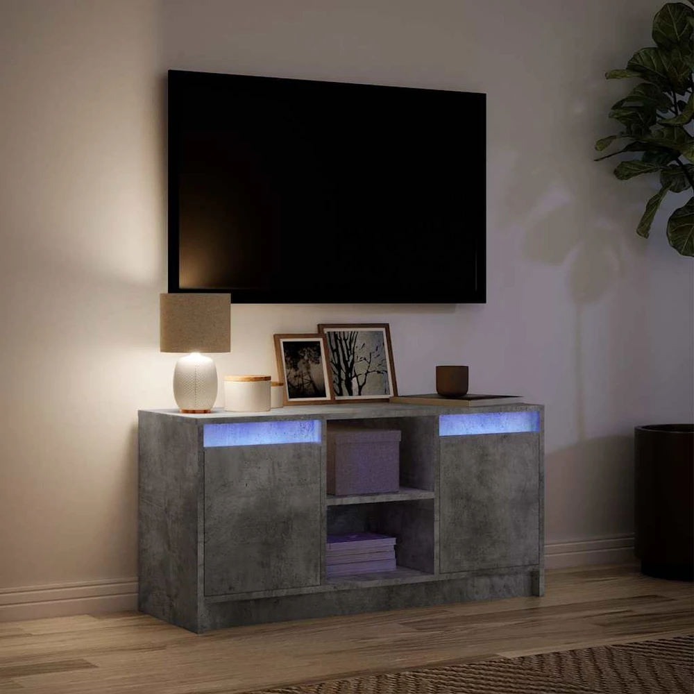 TV staliukas Televizoriaus spintelė su LED, betono, 100x34x50cm, mediena