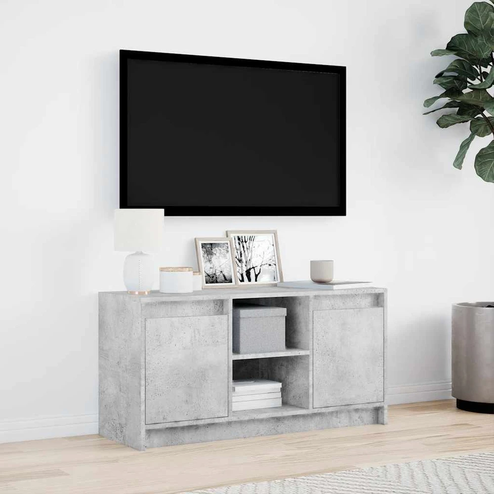 TV staliukas Televizoriaus spintelė su LED, betono, 100x34x50cm, mediena