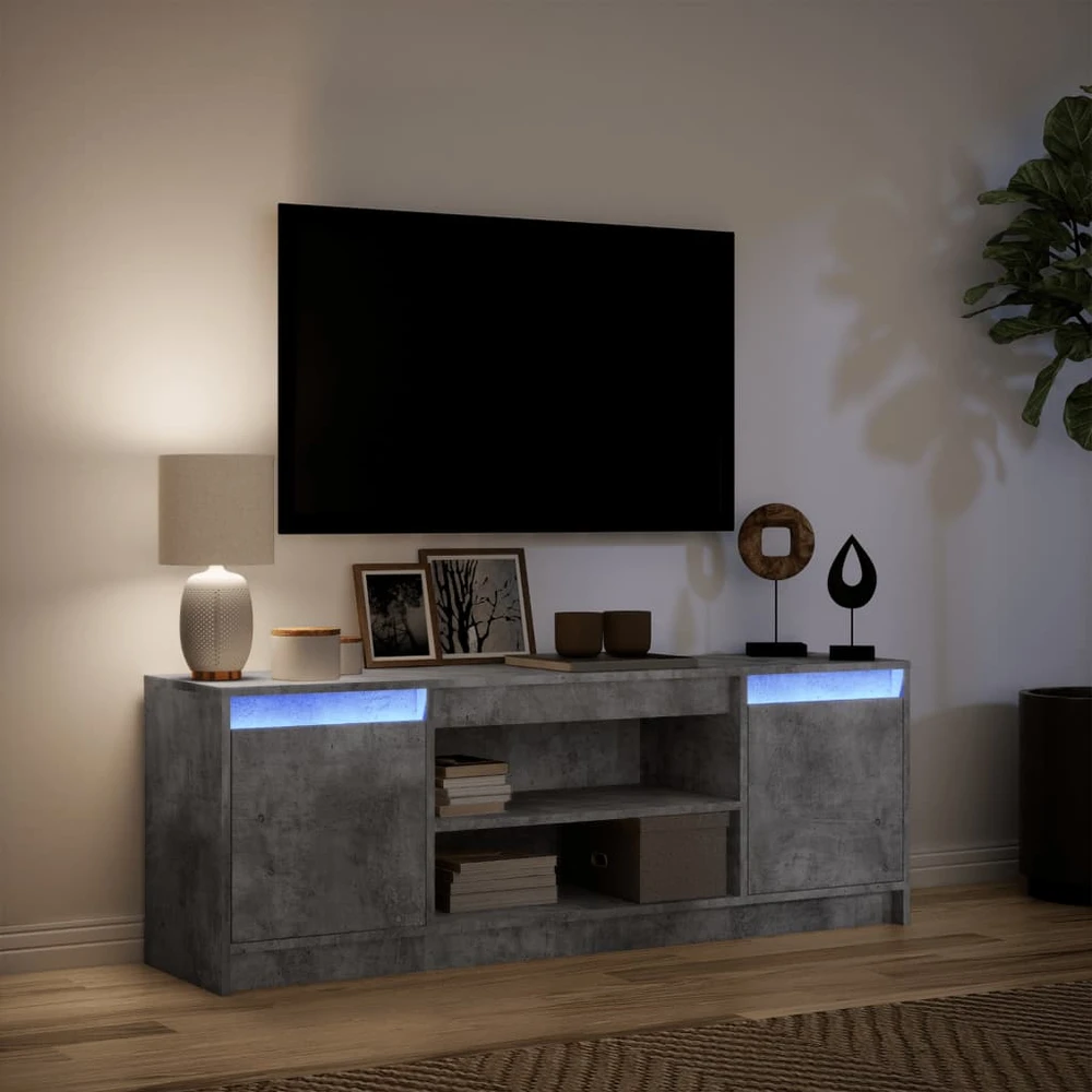 TV staliukas Televizoriaus spintelė su LED, betono, 139,5x34x50cm, mediena