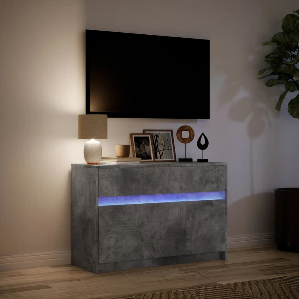TV staliukas Televizoriaus spintelė su LED, betono, 91x34x61cm, mediena