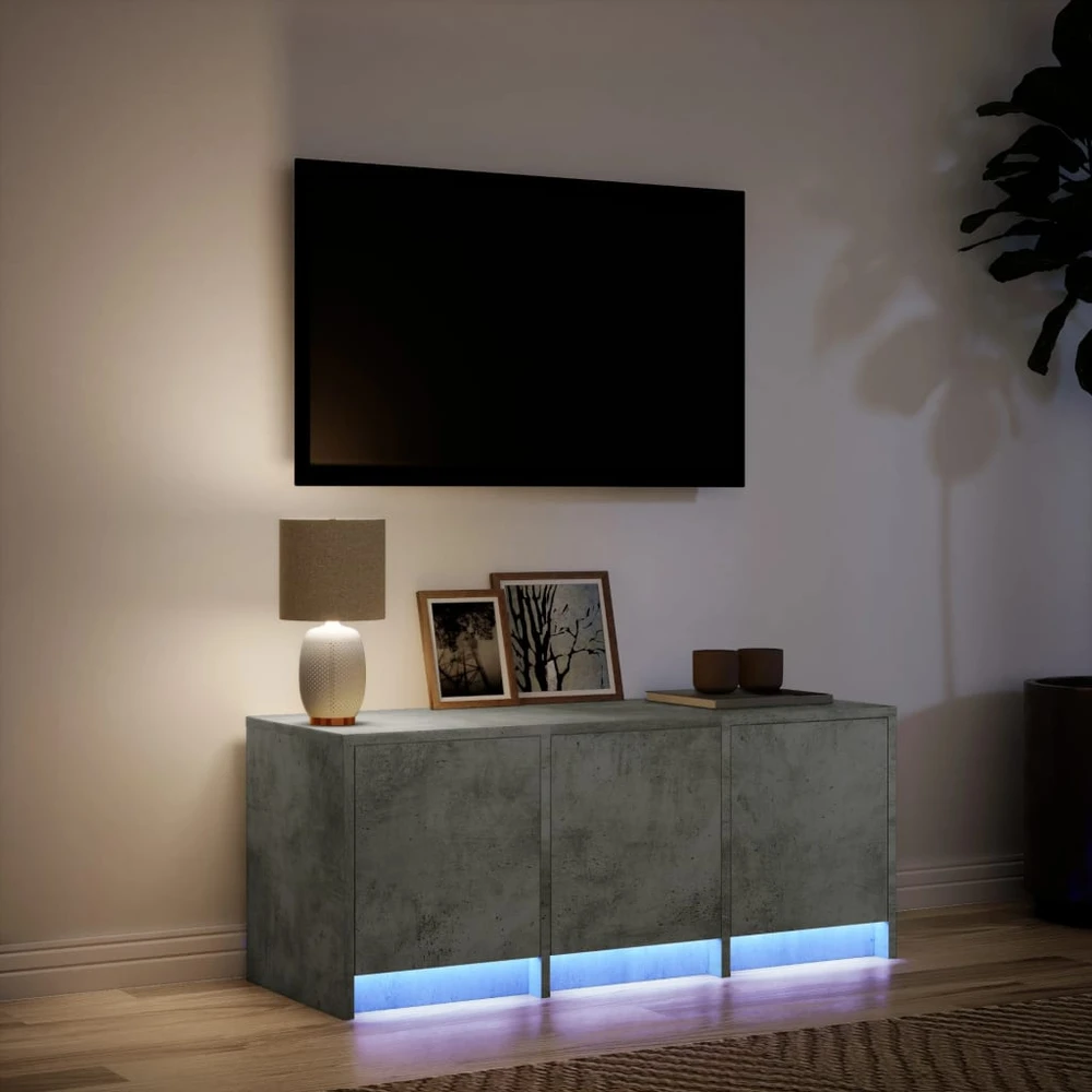 TV staliukas Televizoriaus spintelė su LED, betono, 97x34x40cm, mediena