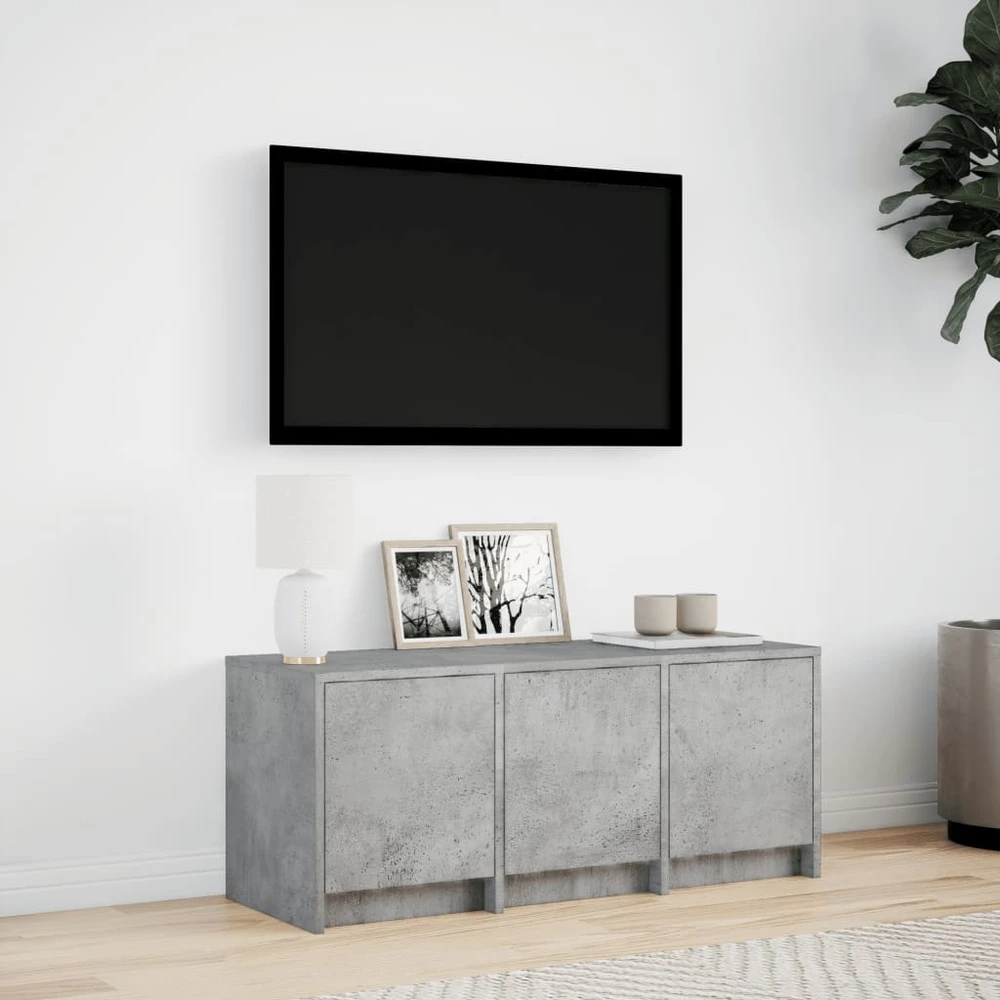 TV staliukas Televizoriaus spintelė su LED, betono, 97x34x40cm, mediena