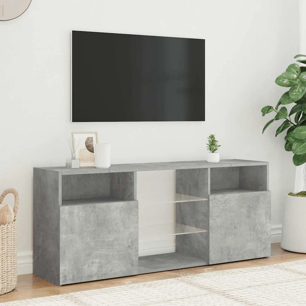 TV staliukas Televizoriaus spintelė su LED, betono pilka, 120x30x50cm