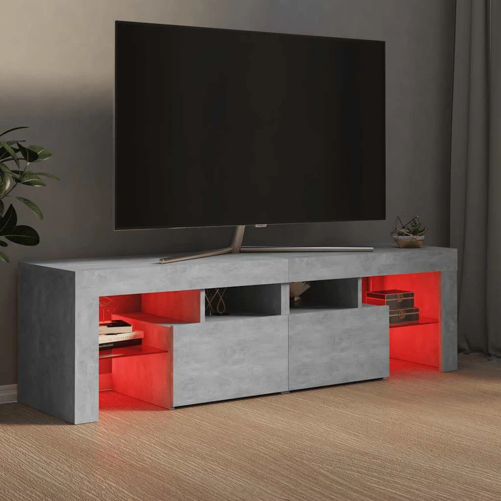 TV staliukas Televizoriaus spintelė su LED, betono pilka, 140x36,5x40cm