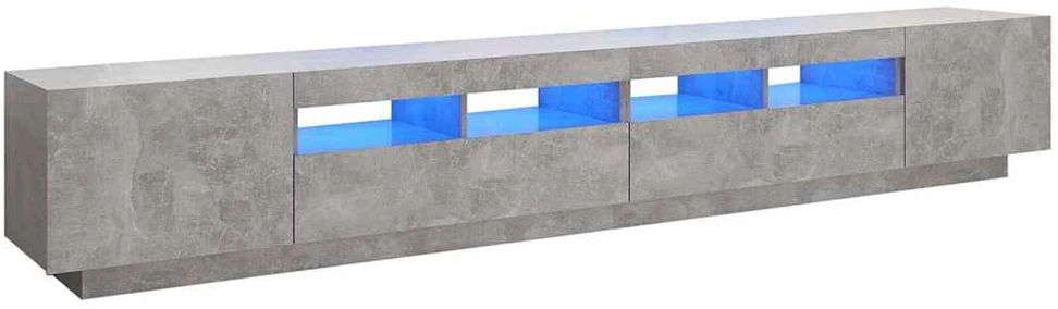 TV staliukas Televizoriaus spintelė su LED, betono pilka, 260x35x40cm