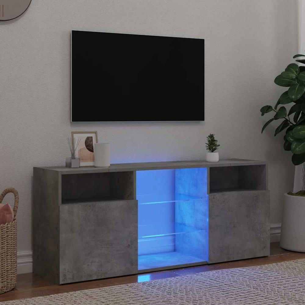 TV staliukas Televizoriaus spintelė su LED, betono pilka, 120x30x50cm