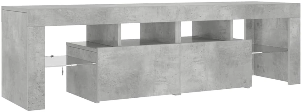 TV staliukas Televizoriaus spintelė su LED, betono pilka, 140x36,5x40cm