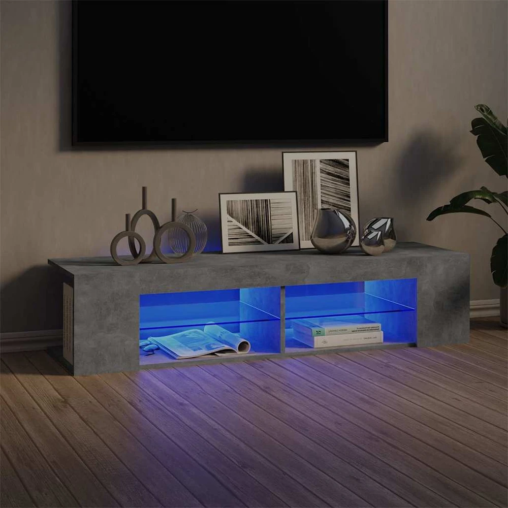 TV staliukas Televizoriaus spintelė su LED, betono pilka, 135x39x30cm