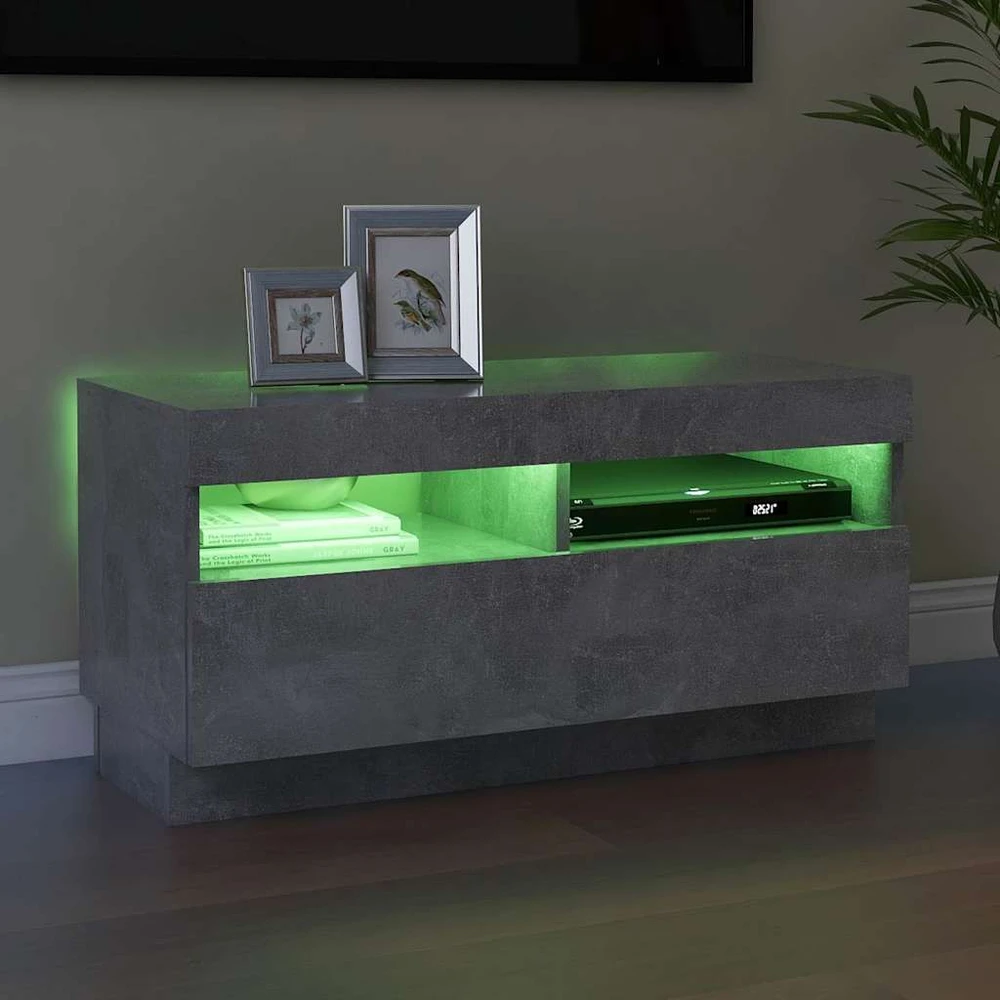 TV staliukas Televizoriaus spintelė su LED, betono pilka, 80x35x40cm