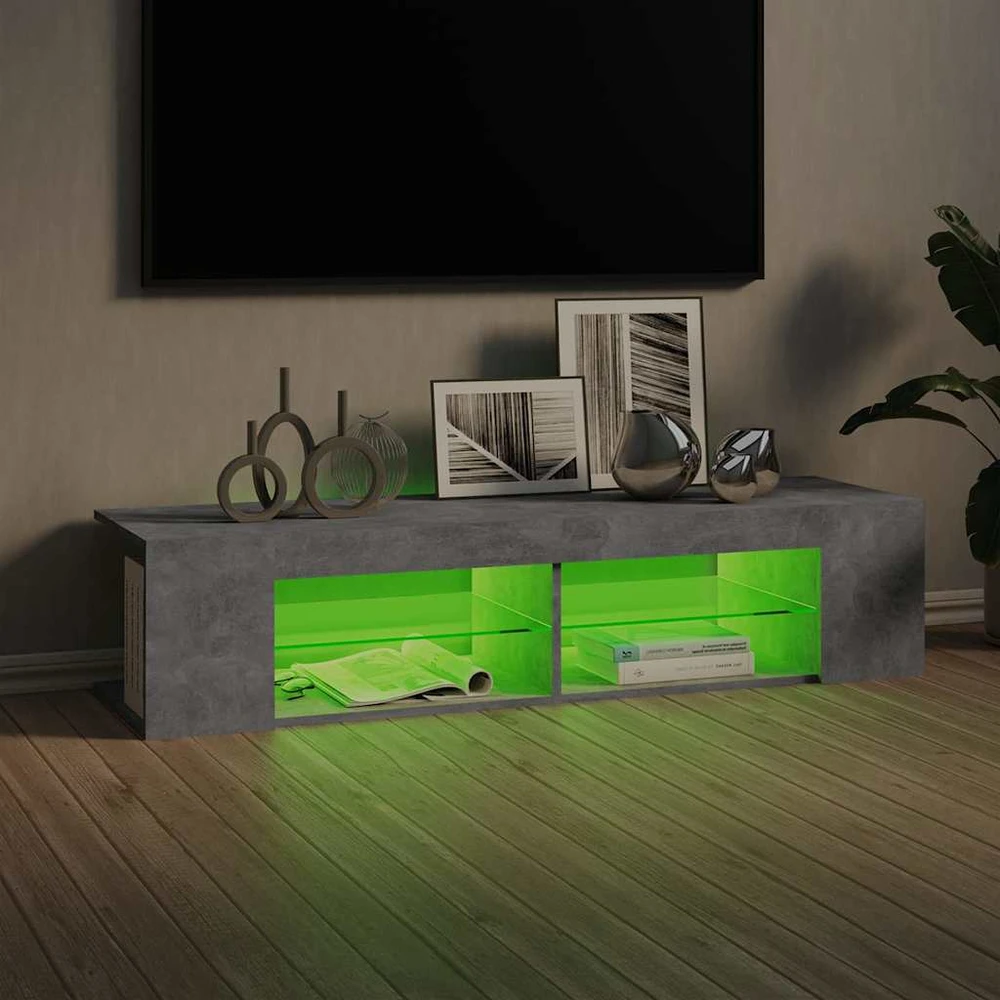 TV staliukas Televizoriaus spintelė su LED, betono pilka, 135x39x30cm